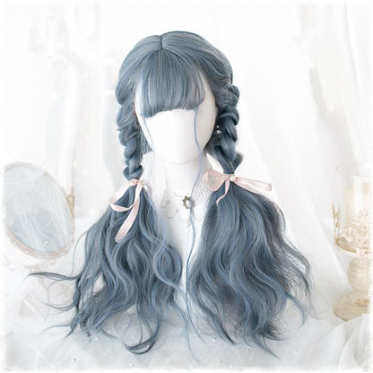 Lolita Blue Gray Wavy Long Curly Wig EG15443 - Egirldoll