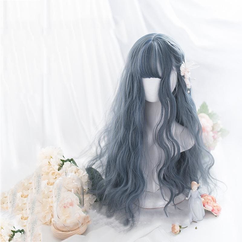 Lolita Blue Gray Wavy Long Curly Wig EG15443 - Egirldoll