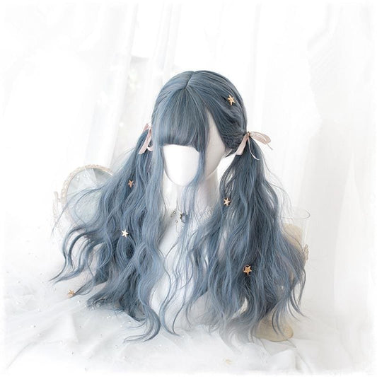 Lolita Blue Gray Wavy Long Curly Wig EG15443 - Egirldoll