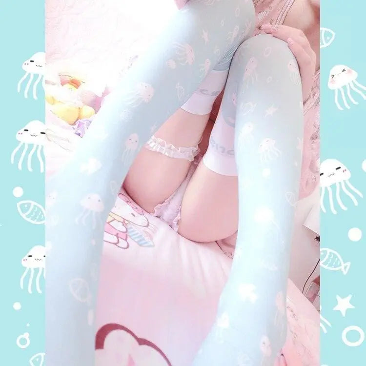 Lolita Cosplay Ocean AcalephCute Harajuku Over-knee Stockings EG15522 - Egirldoll