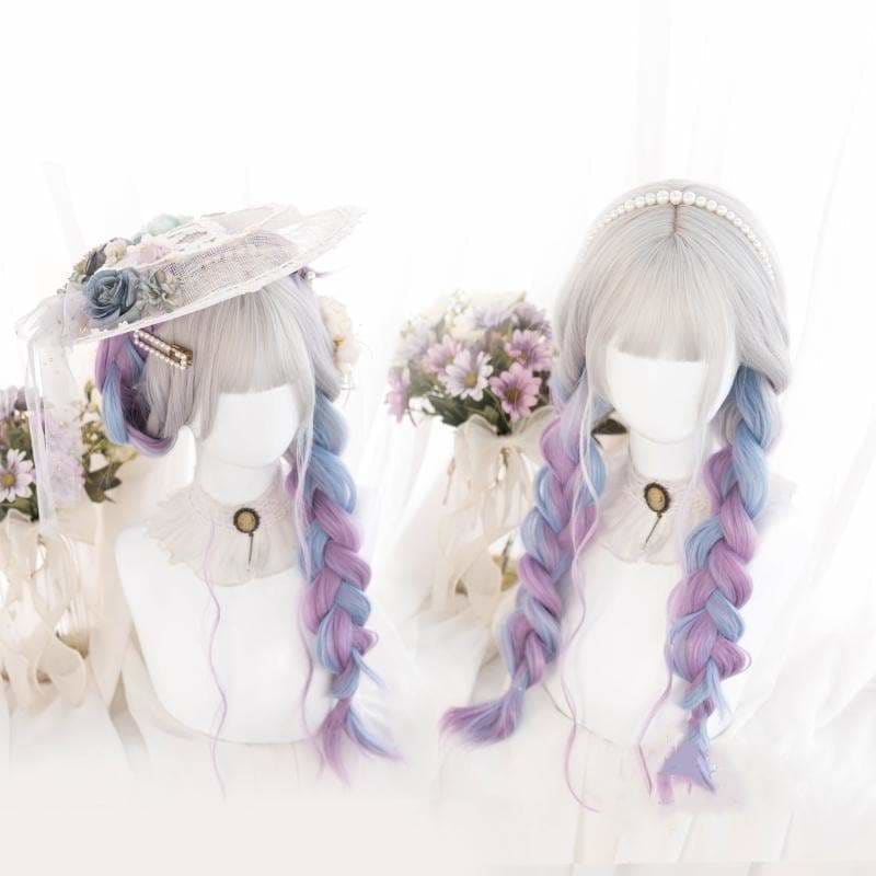 Lolita Cute Platinum Blue Purple Gradient Curly Wig SS1661 - Egirldoll