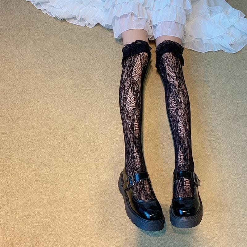 Lolita Lace Stockings Love Heart Rivet Leg Ring EG15716 - Egirldoll