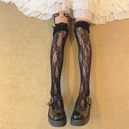 Lolita Lace Stockings Love Heart Rivet Leg Ring EG15716 - Egirldoll