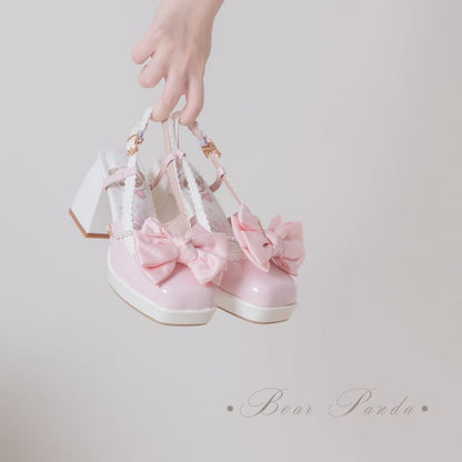 Lolita Pastel Bow Knot Mary Janes Lolita Shoes Sandals ON06 - Egirldoll