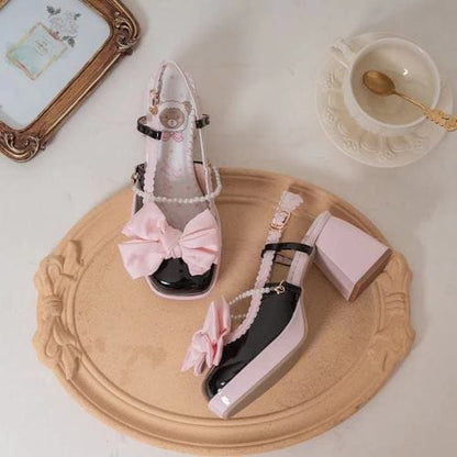 Lolita Pastel Bow Knot Mary Janes Lolita Shoes Sandals ON06 - Egirldoll