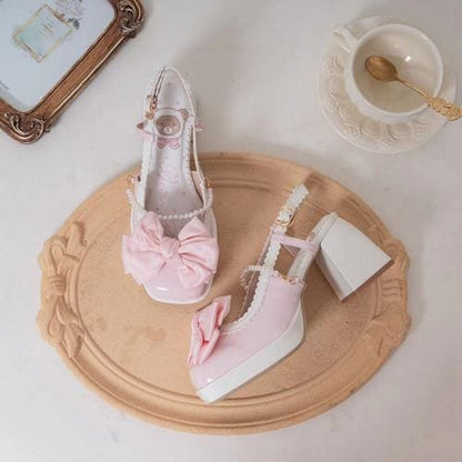 Lolita Pastel Bow Knot Mary Janes Lolita Shoes Sandals ON06 - Egirldoll