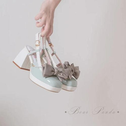 Lolita Pastel Bow Knot Mary Janes Lolita Shoes Sandals ON06 - Egirldoll