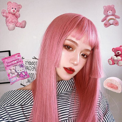 Lolita Pink Princess Cut Long Straight Wig EE0788 - Egirldoll