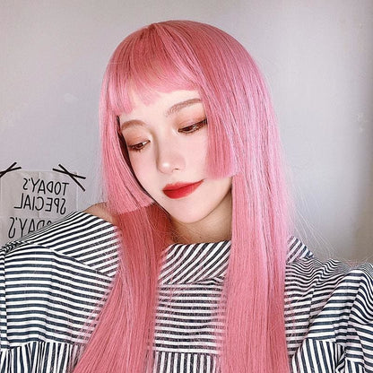 Lolita Pink Princess Cut Long Straight Wig EE0788 - Egirldoll