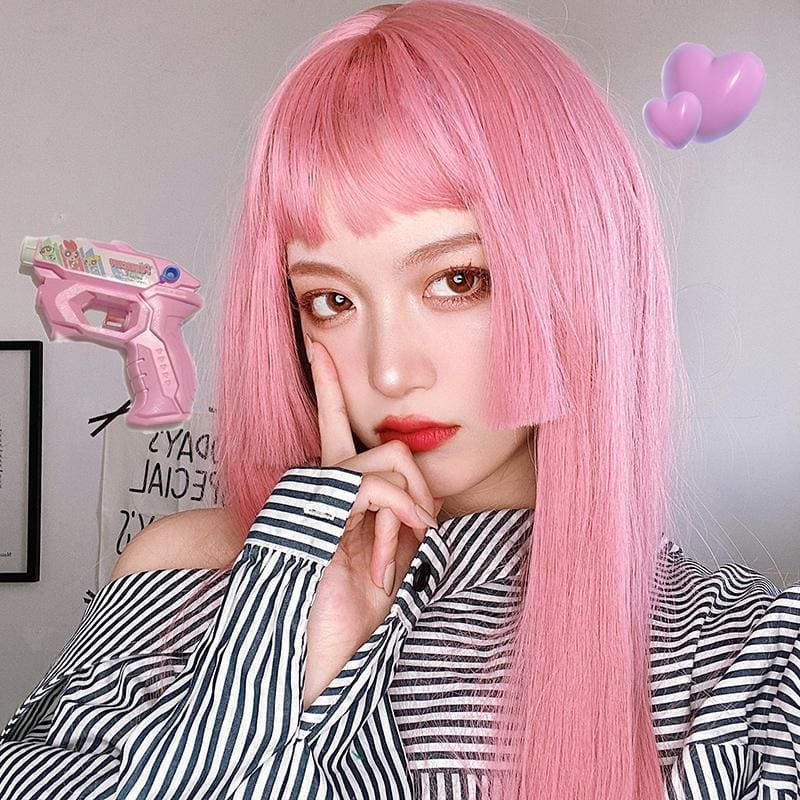 Lolita Pink Princess Cut Long Straight Wig EE0788 - Egirldoll