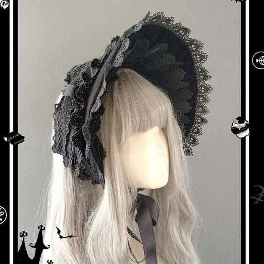 Lolita Retro Lace Trimming Half-head Bonnet EG17622 - Egirldoll