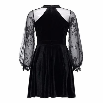 Long Sleeves Lace Velvet Dress EG378 - Egirldoll