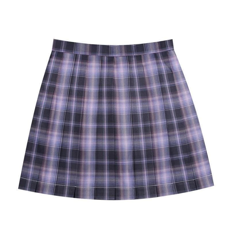 Long/Short Sleeve High Waist Plaid Pleated Skirts JK School Uniform SS0810 - Egirldoll