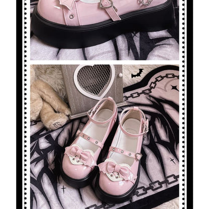 Lovely Bows And Hearts Kawaii Lolita Shoes ON269 - Egirldoll