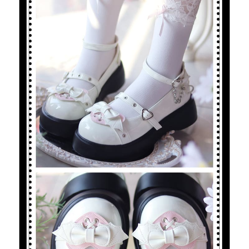 Lovely Bows And Hearts Kawaii Lolita Shoes ON269 - Egirldoll
