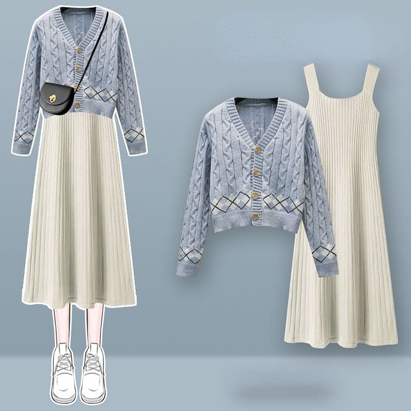 Lovely Kawaii Cardigan Sweater Dress Set ON257 - Egirldoll