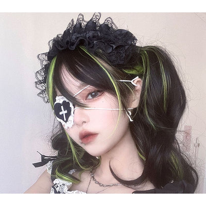 Lovely Kawaii eGirl Monster Style Green Black Curly Wig ON139 - Egirldoll