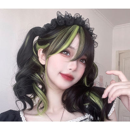 Lovely Kawaii eGirl Monster Style Green Black Curly Wig ON139 - Egirldoll