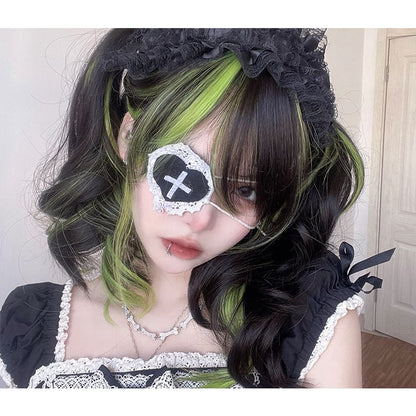 Lovely Kawaii eGirl Monster Style Green Black Curly Wig ON139 - Egirldoll