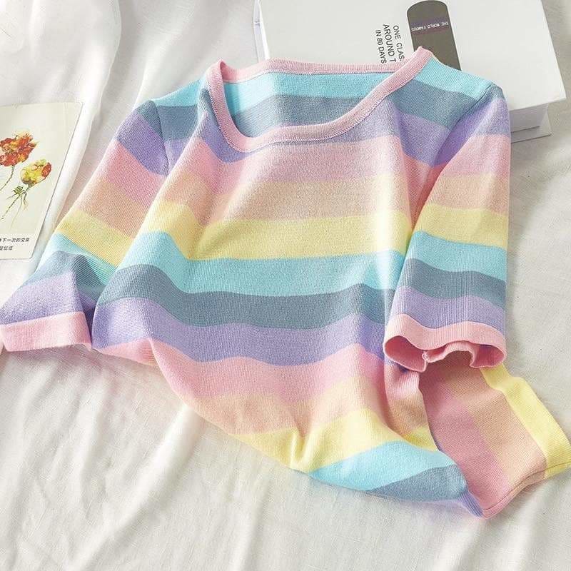 Lovely Kawaii Pastel Rainbow Cute Fashion T-shirt SP16071 - Egirldoll