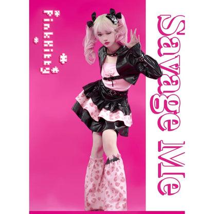 Lovely Stylish Black Pink Animal Print Outift ON606 - set