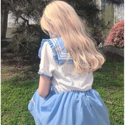 Lovely Sweet Fashion Girl Pastel Blue Dress SP16186 - Egirldoll