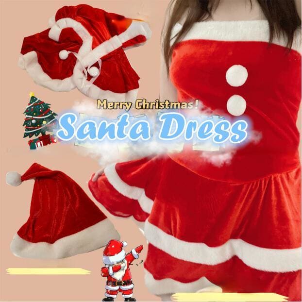 M-3XL Plus Size Kawaii Christmas Santa Dress Costume Set EG16845 - Egirldoll