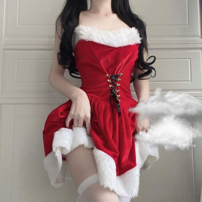 M-XL Kawaii Red Christmas Santa Dress and Cape EG16883 - Egirldoll