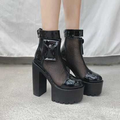 Mesh Punk High Heel Platform Boots EG15054 - Egirldoll