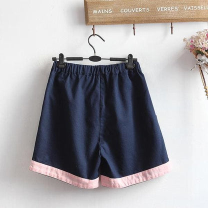 Navy Blue Mori Girl Kawaii Kitten Shorts EG15769 - Egirldoll