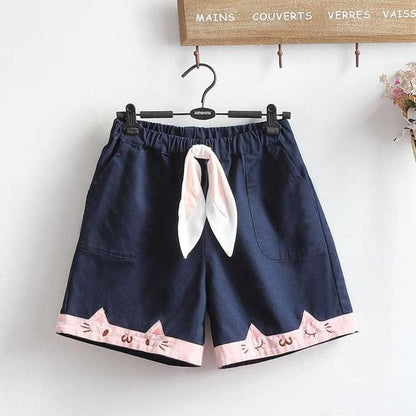 Navy Blue Mori Girl Kawaii Kitten Shorts EG15769 - Egirldoll