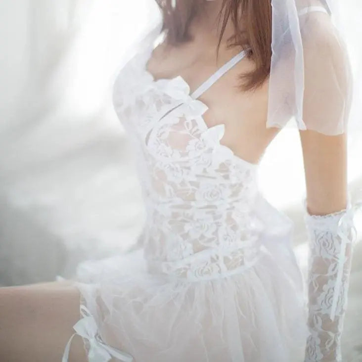 Palace Bride Lace Transparent Passion Lingerie Set EG113 - Egirldoll