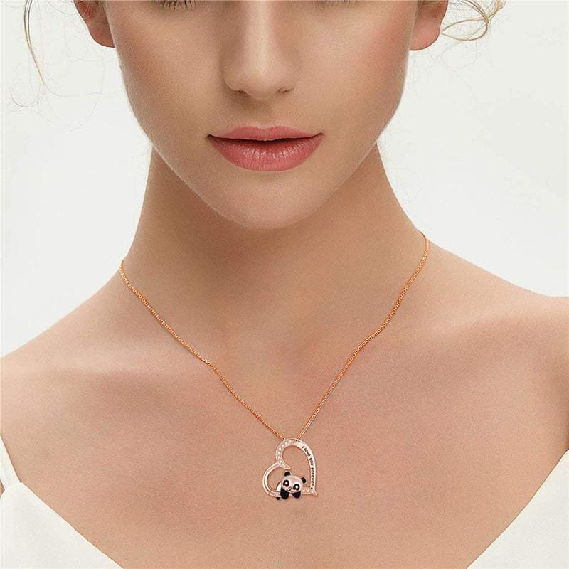 Panda Bear Heart Shape Zircon Necklace EG15853 - Egirldoll