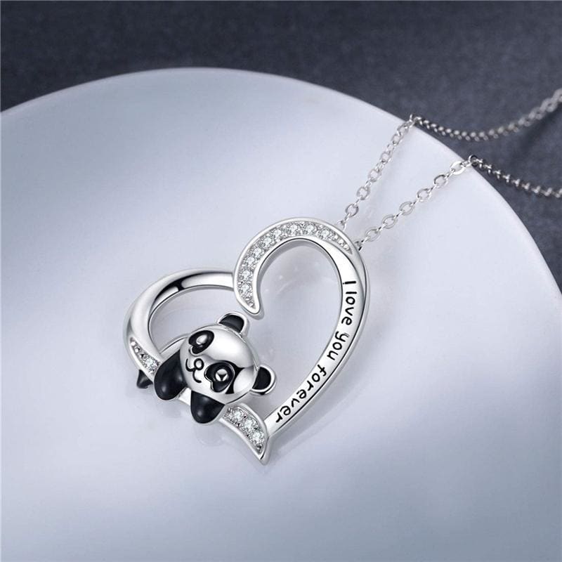 Panda Bear Heart Shape Zircon Necklace EG15853 - Egirldoll