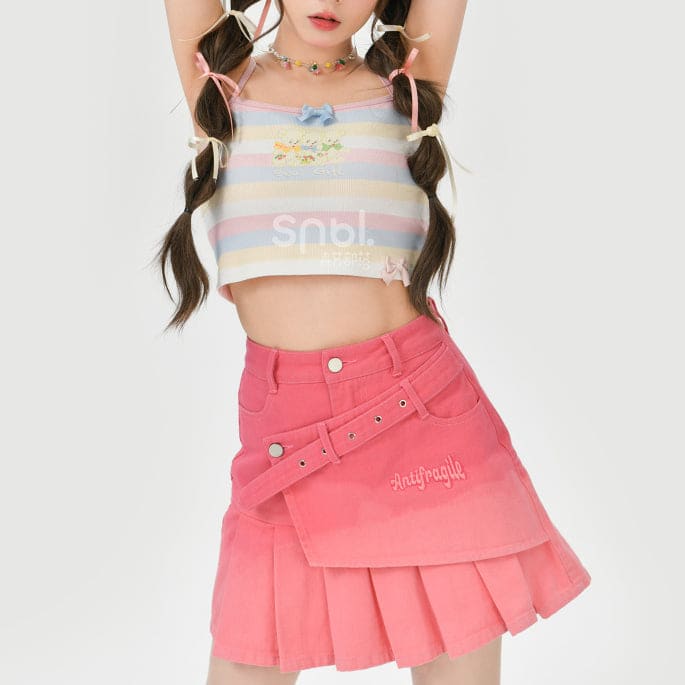 Pastel Rainbow Spaguetty Straps Bears Top ON630 - tank top