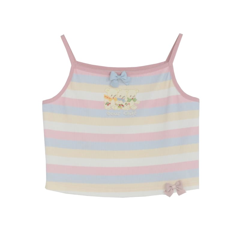 Pastel Rainbow Spaguetty Straps Bears Top ON630 - tank top