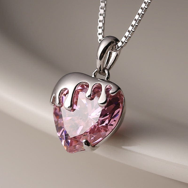 Pink Crystal Heart Necklace - Egirldoll