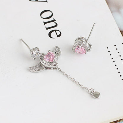 Pink Heart Wings Earrings - Egirldoll