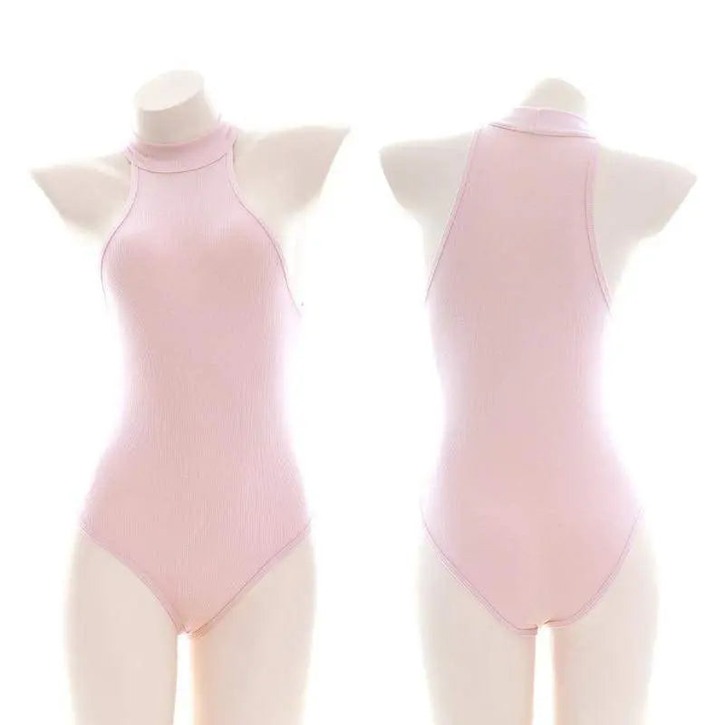 Pink High Collar Sukumizu Pajamas Sleeveless Private Underwear EG16595 - Egirldoll