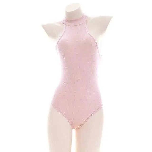 Pink High Collar Sukumizu Pajamas Sleeveless Private Underwear EG16595 - Egirldoll