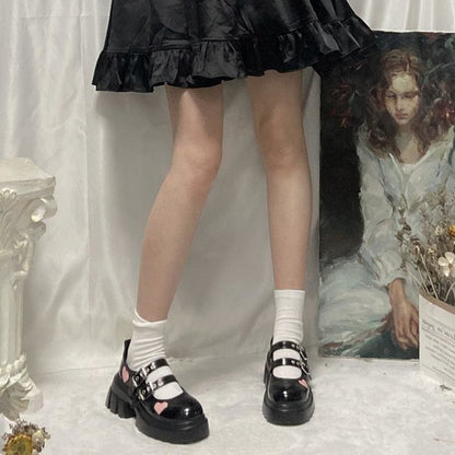 Pink Love Hearts Lolita Kawaii Black Shoes EE0946 - Egirldoll