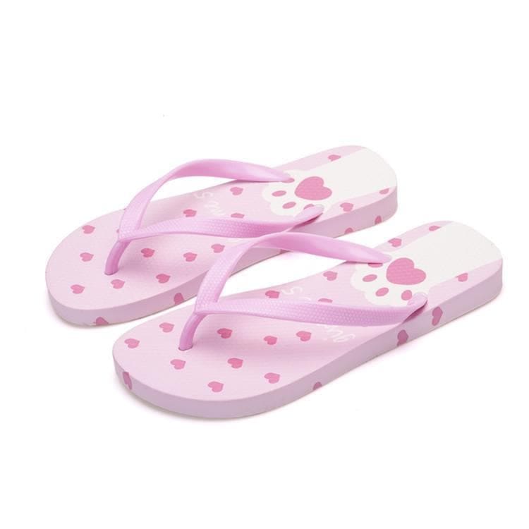 Pink/White/Black Kawaii Cute Cat Paws Summer Love Hearts Sandals EG17698 - Egirldoll