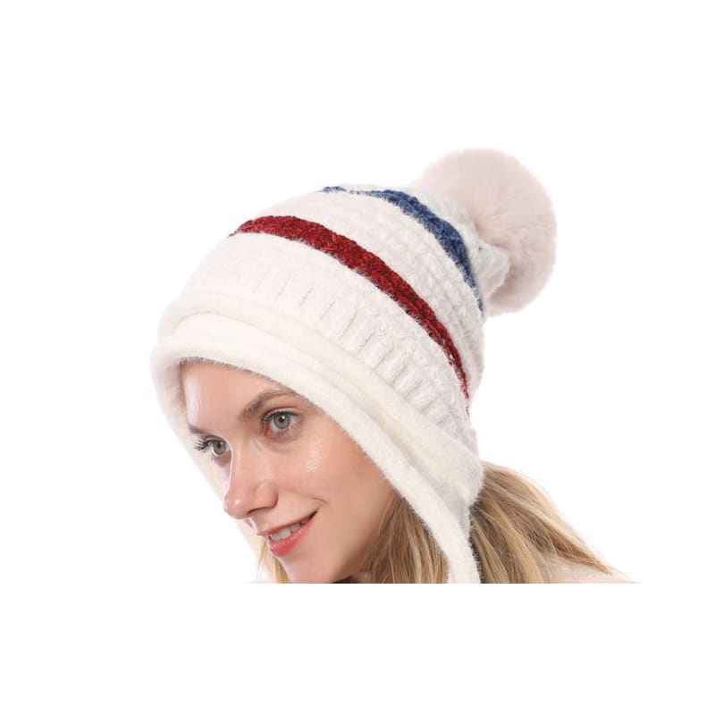 Pom Pom Striped Knit Beanie OD24 - Egirldoll