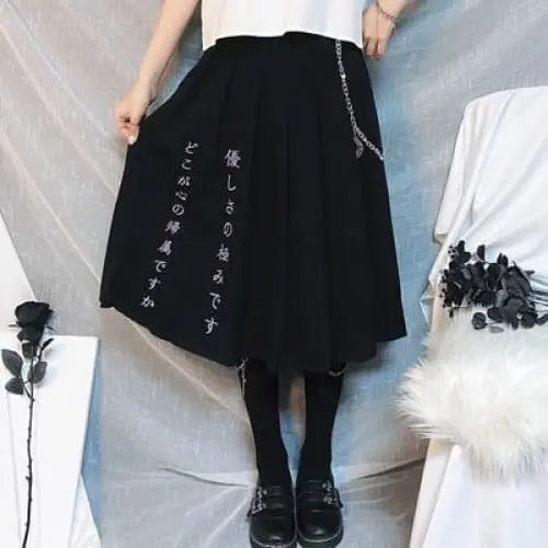 Preppy style Punk Gothic Girls Harajuku Black Pleated Skirts EG0585 - Egirldoll