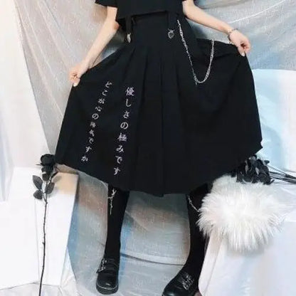 Preppy style Punk Gothic Girls Harajuku Black Pleated Skirts EG0585 - Egirldoll