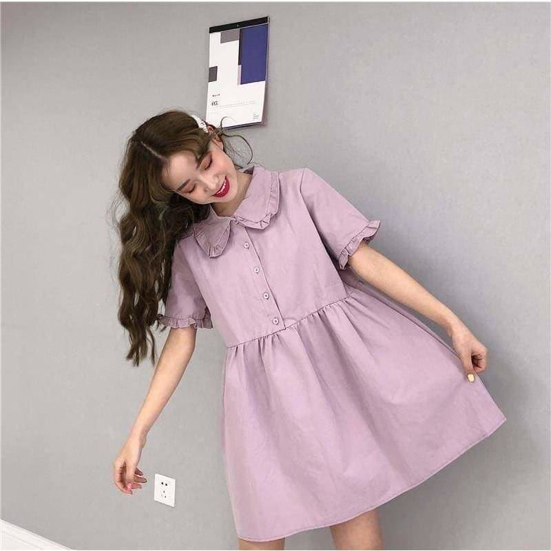 Preppy Style Purple Cute Girls A-line Midi Dress SP15744 - Egirldoll
