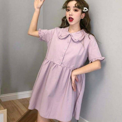 Preppy Style Purple Cute Girls A-line Midi Dress SP15744 - Egirldoll