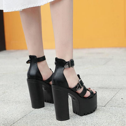 Punk Casual Straps High Heels Sandal EE0905 - Egirldoll