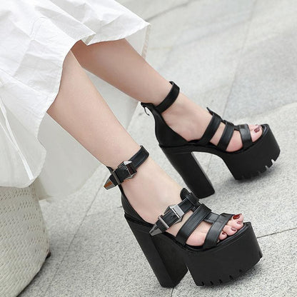 Punk Casual Straps High Heels Sandal EE0905 - Egirldoll