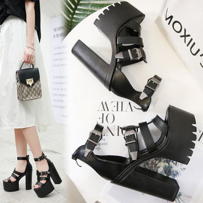 Punk Casual Straps High Heels Sandal EE0905 - Egirldoll